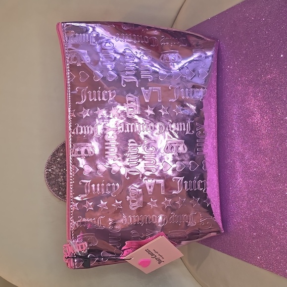 Juicy Couture 💖NWT💖 Pink Foiled Large Travel Cosmetic Bag!💖💖💖 - Picture 7 of 14